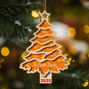 Christmas Tree Family Bestie Custom Names- Personalized 2-Layered Wooden Ornament