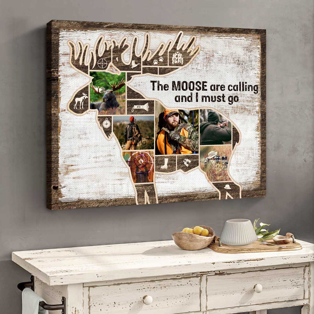 The Moose are Calling And I Must Go - Moose Hunting Photo Collage Personalized Canvas/Poster