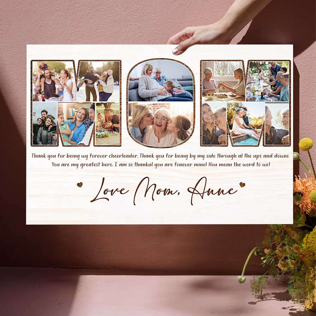 Happy Mother's Day! Personalized Mom Photo Canvas, Custom Photo Collage Wall Art