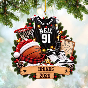 Personalized Basketball Christmas Ornament – Custom Name & Jersey Number Keepsake | Gift For Basketball Players, Coaches & Fans