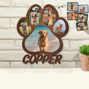 Custom Name Photo Personalized Paw Shape Picture Frame Gift For Dog Lover
