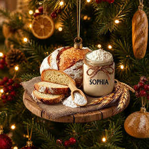 Custom Sourdough Starter Ornament, Personalized Bread Baker Gift, Sourdough Bread Loaf Keepsake,Foodie Christmas Decor, Kitchen Holiday Gift