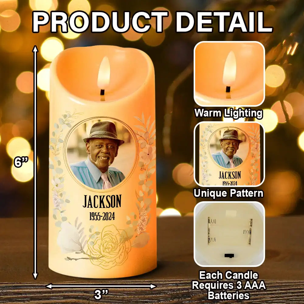 Your Light Will Always Shine In Our Hearts Memorial - Personalized Photo LED Candle