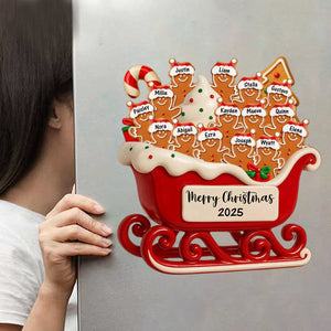 Merry Christmas Family Cookie Sleigh Decal, Personalized Custom Decal, Gift For Families