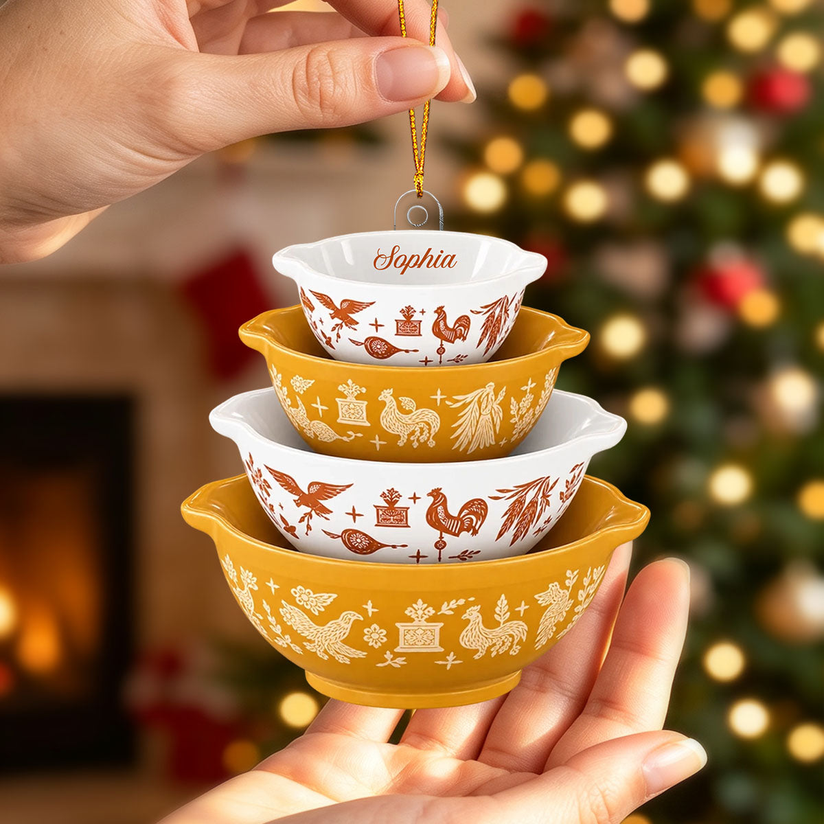Pyrex Inspired Miniature Cinderella Bowl Personalized Acrylic Ornament Retro Kitchen Christmas Decor