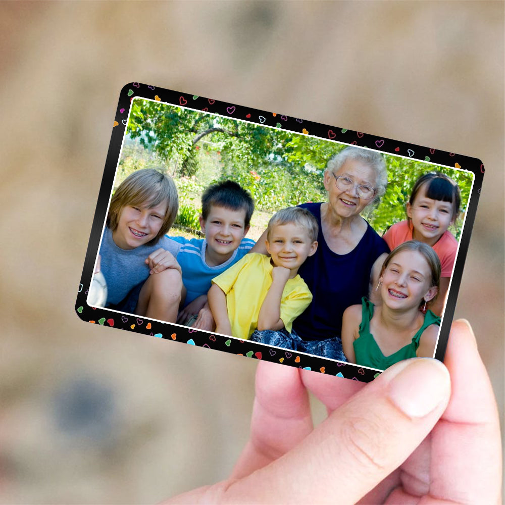 Personalized Infinity Love Family Heart Rainbow Grandma Metal Wallet Card