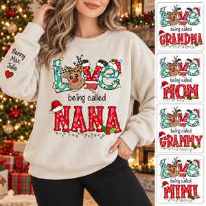 Personalized Christmas Reindeer Love Being Called Grandma Sweatshirt