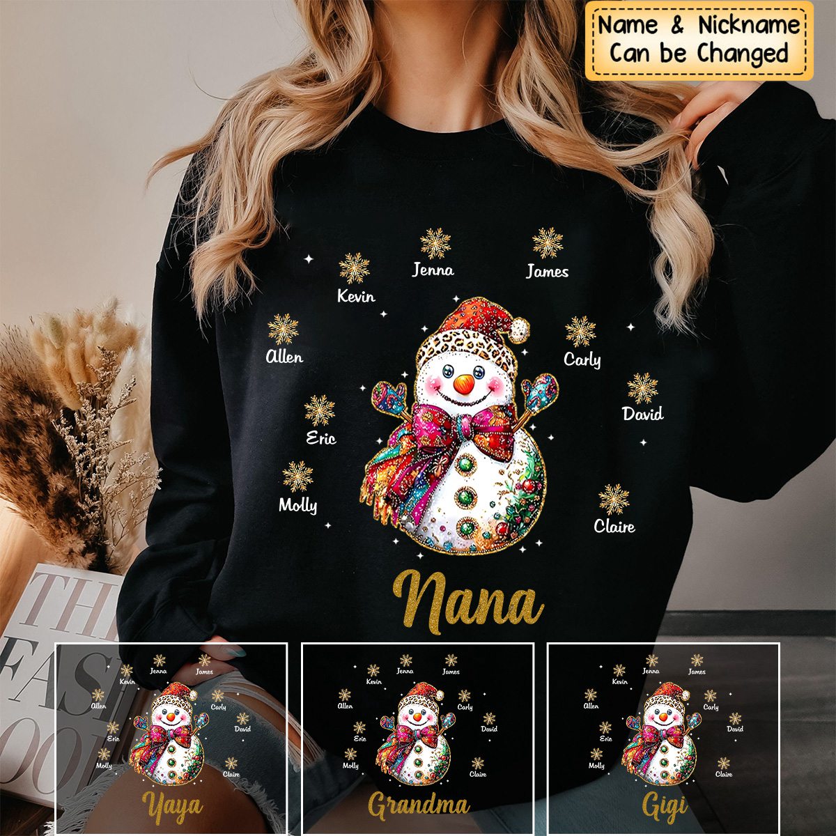 Personalized Gift For Grandma Christmas Snowman Sweatshirt