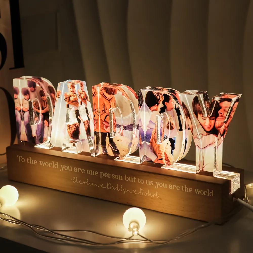 Daddy To Us You Are The World Photo Collage - Personalized LED Night Light