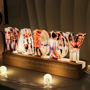 Daddy To Us You Are The World Photo Collage - Personalized LED Night Light