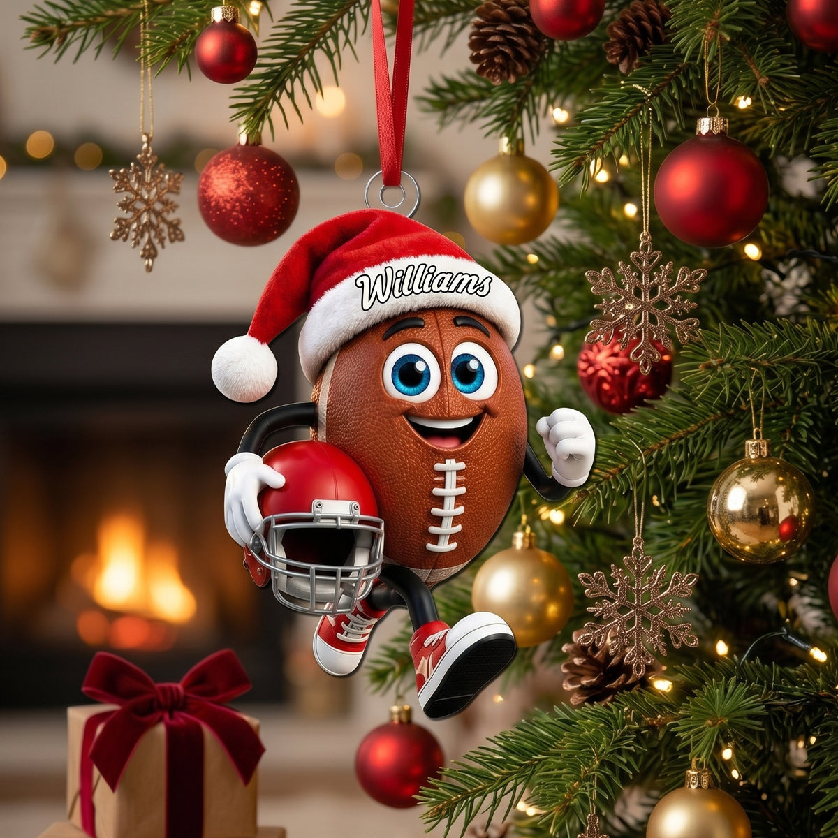 Personalized The running American football player Hanging Ornament - Custom Holiday Sports Decor For Backpacks & Christmas Trees
