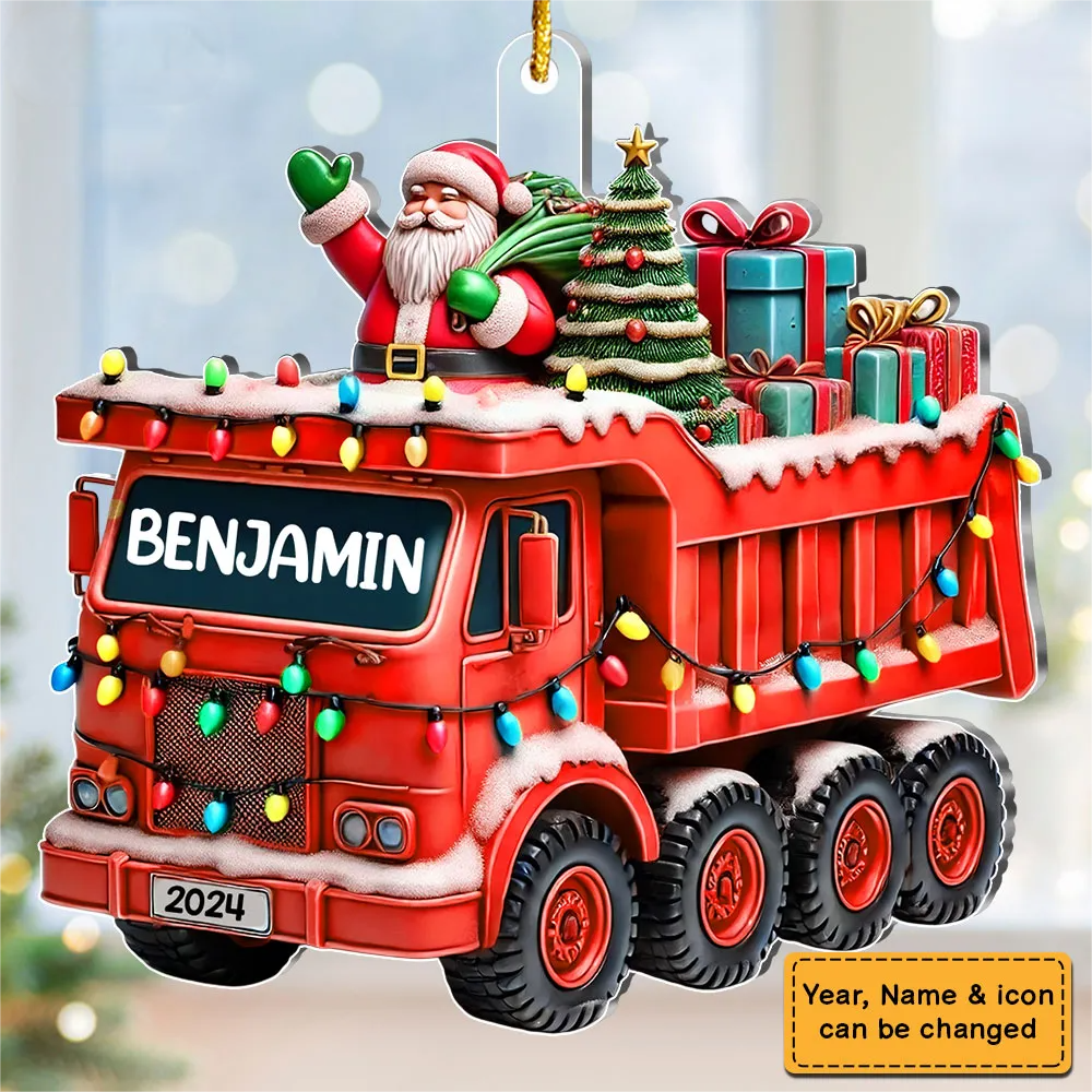 Gift For Grandkid Personalized Mixer Truck Construction Christmas Ornament