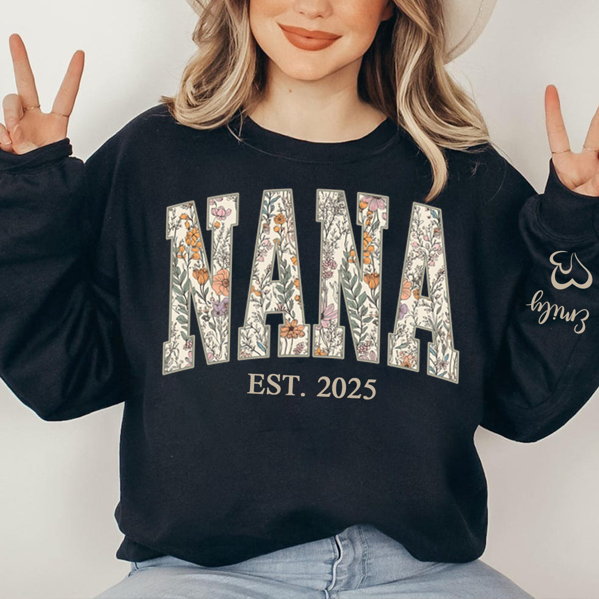 Custom Floral GIGI Sweatshirt – Personalized Grandma Est Year & Grandkids Names