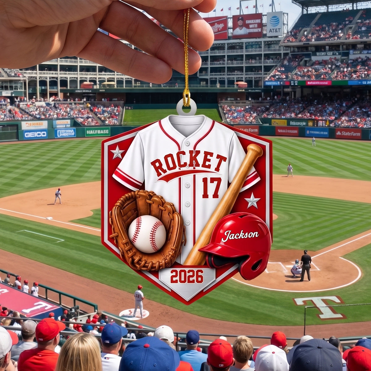 Personalized Baseball Player Acrylic Ornament | Custom Name, Team Name, Jersey Number & Color | Gift For Players, Coaches & Baseball Fans