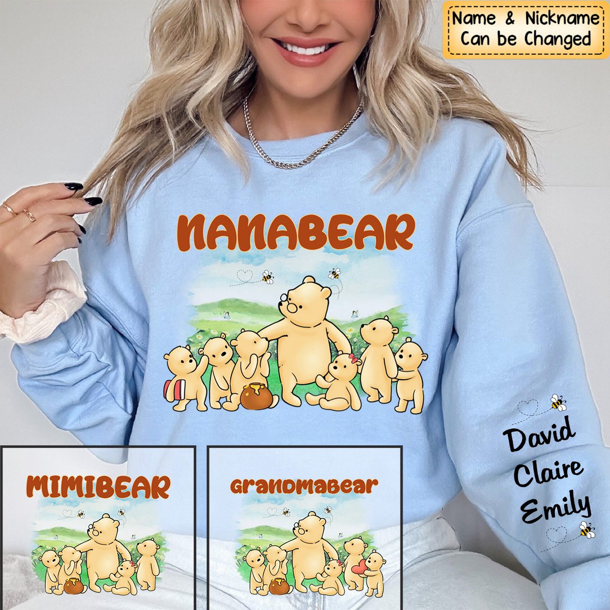 Personalized Gift For Grandma Bear Sleeve Printed Standard Sweatshirt
