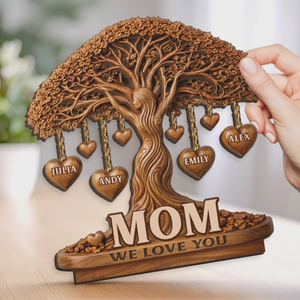 Personalized 2-Layered Wooden Plaque – "Love That Branches Forever" – Mother's Day Gift For Mom & Grandma