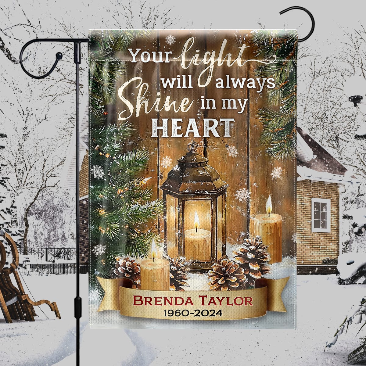 Your Light Will Always Shine - Personalized Memorial Garden Flag