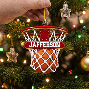 Personalized Basketball Hoop Christmas Ornament – Custom Name & Ball-In-Net Acrylic Keepsake | Gift for Players & Coaches