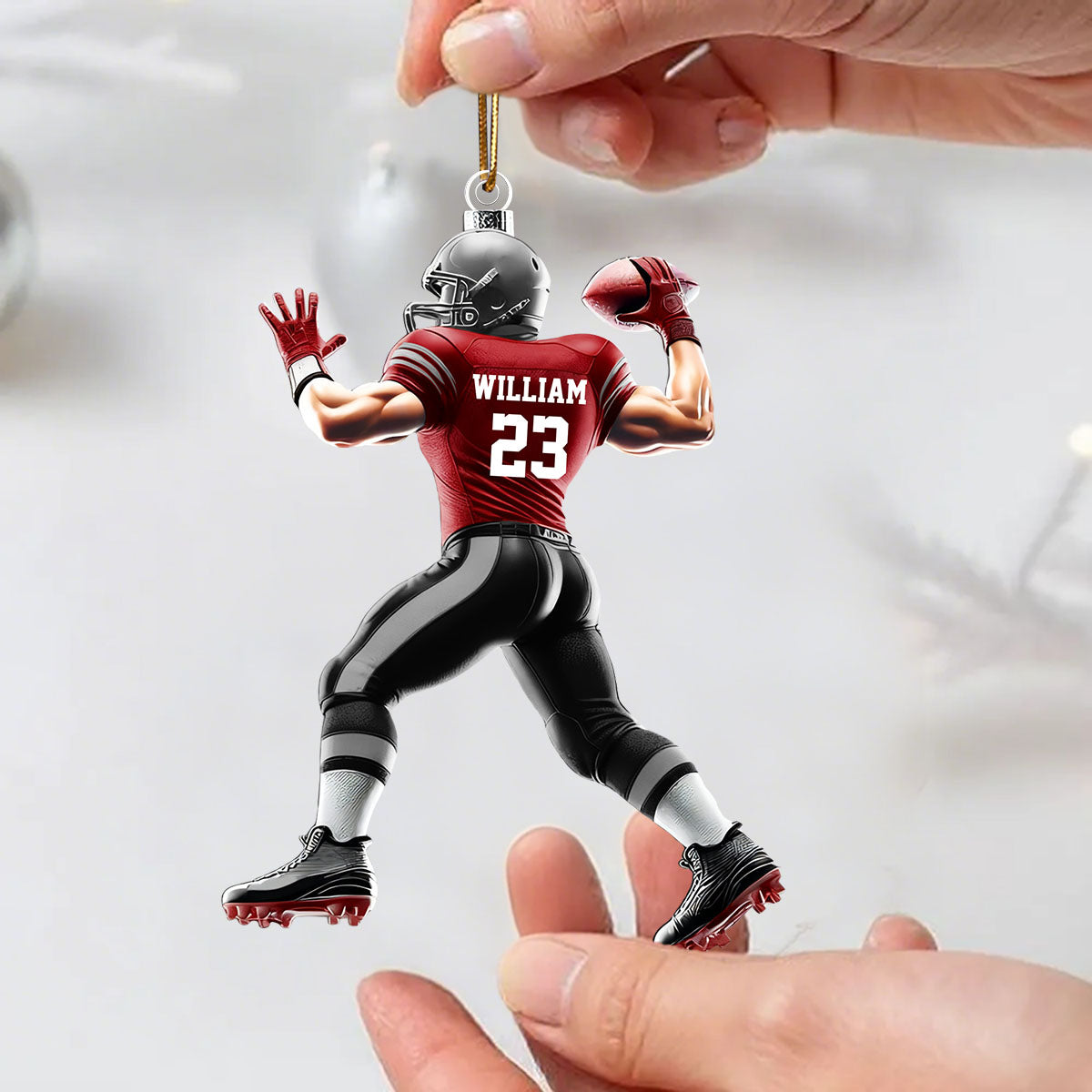 Custom Name and Number Rugby Football Ornament, Christmas Gift for Rugby Football Lover