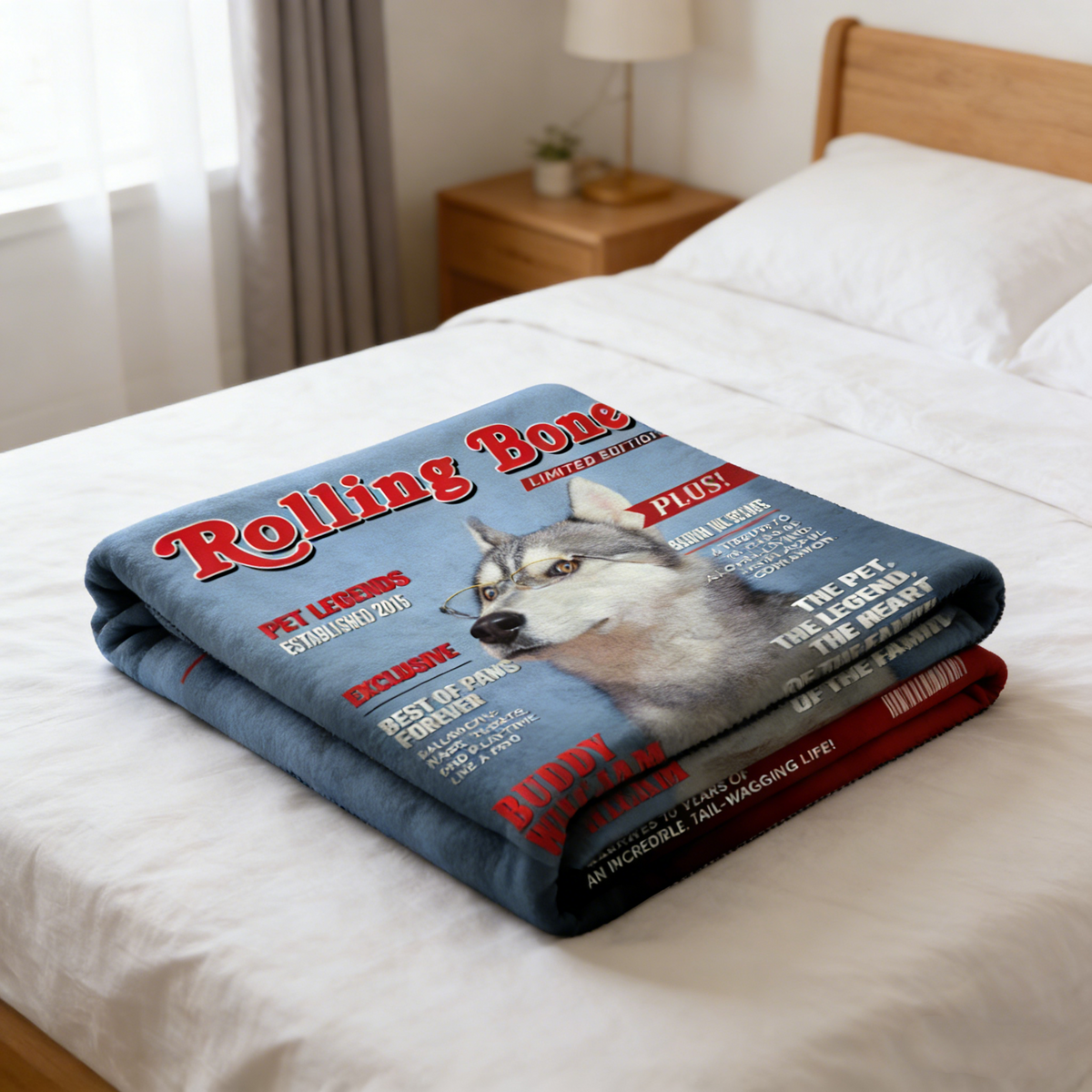 Pet  Magazine Cover Blanket, Custom Pet Portrait Photo Blanket, Personalized Dog Lover Gift