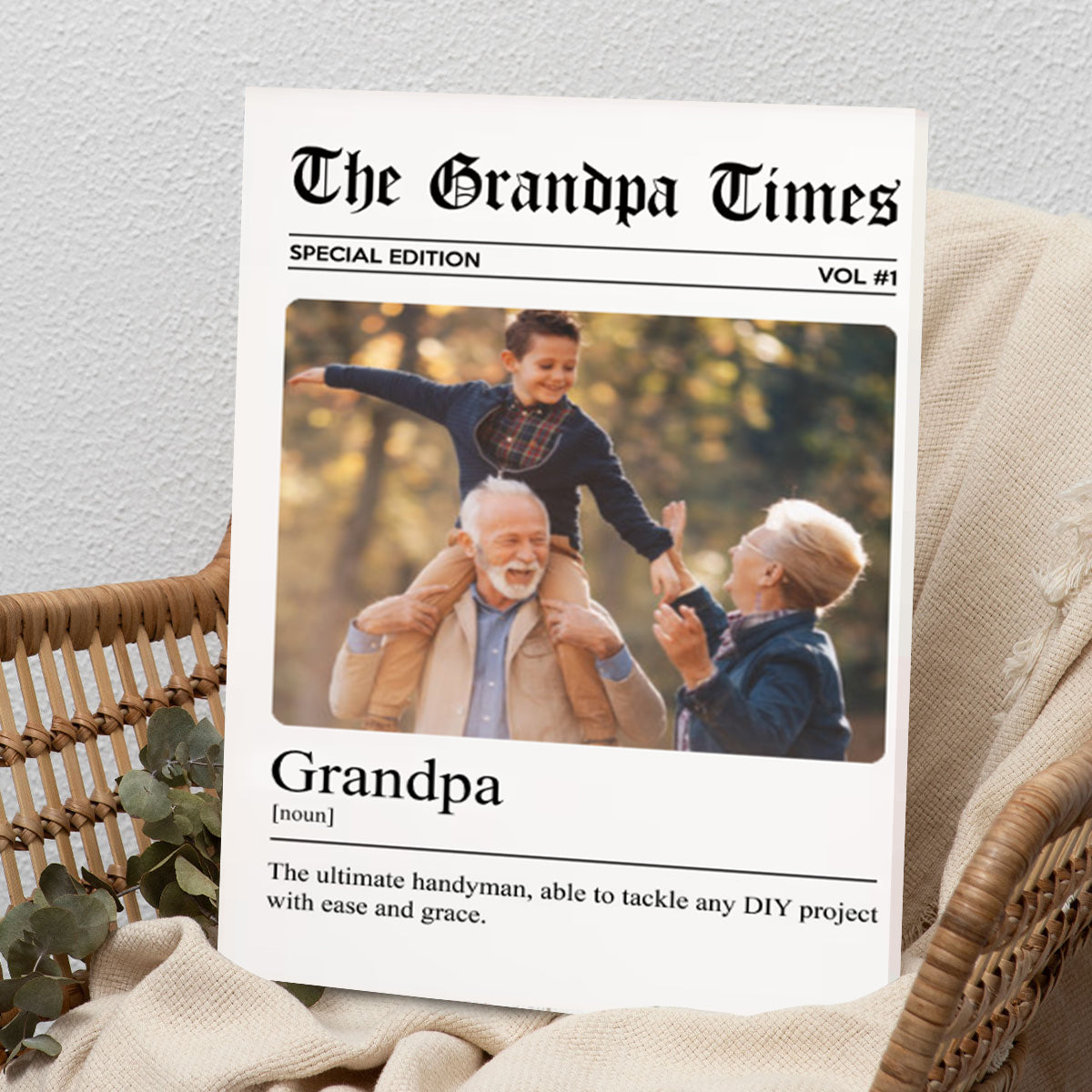 The Father's Day Times Dad Grandpa Definition - Personalized Photo Canvas/Poster