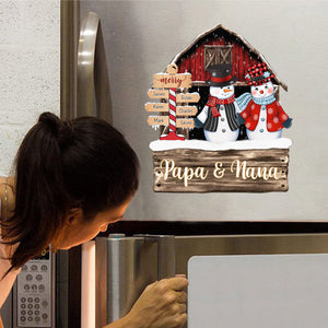 Personalized Red Barn Christmas Family Grandma Grandpa Snowman Sign Decal