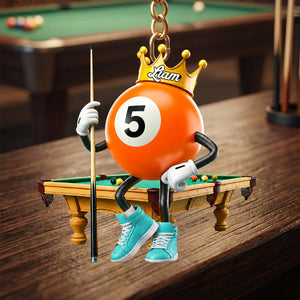 Personalized Billiards Acrylic Keychain – Custom Name Gift For Pool Players