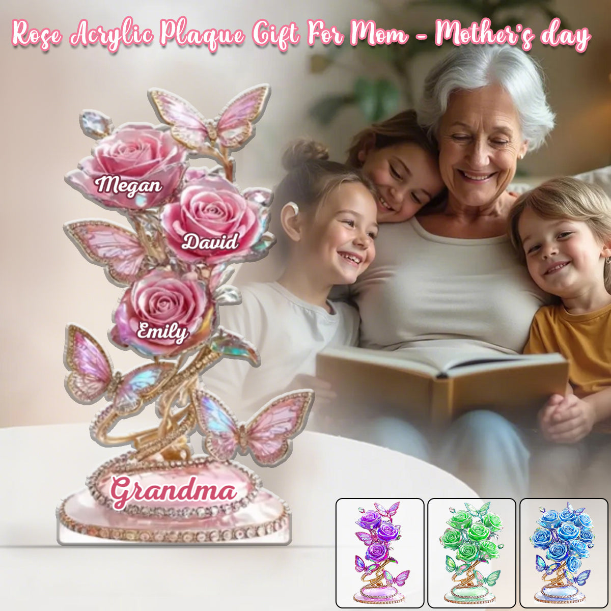 Each Rose Holds A Piece Of Your Heart - Family Personalized Acrylic Plaque - Mother's Day Gift