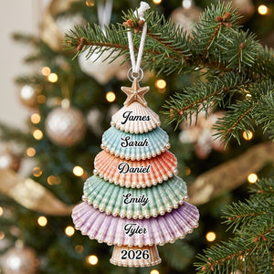 "Gathered With Grateful Hearts" – Custom Shell Acrylic Ornament | Personalized Christmas & Birthday Gift For Family