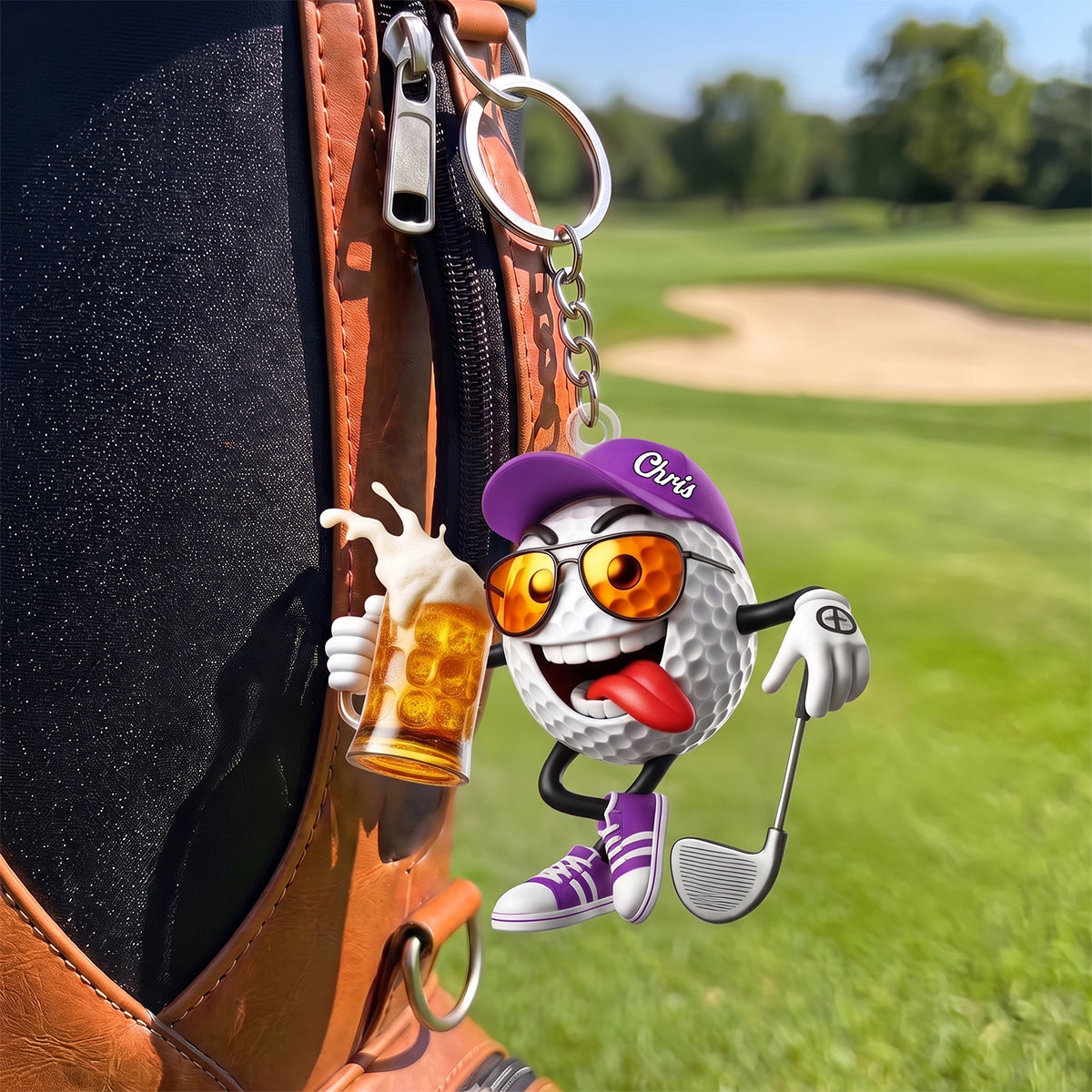 Custom Funny Beer Golf Acrylic Keychain – A Playful Personalized Gift For Golfers & Beer Enthusiasts
