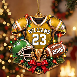 Personalized Football Ornament – Custom Name & Jersey Number Keepsake | Gift For Kids & Football Players