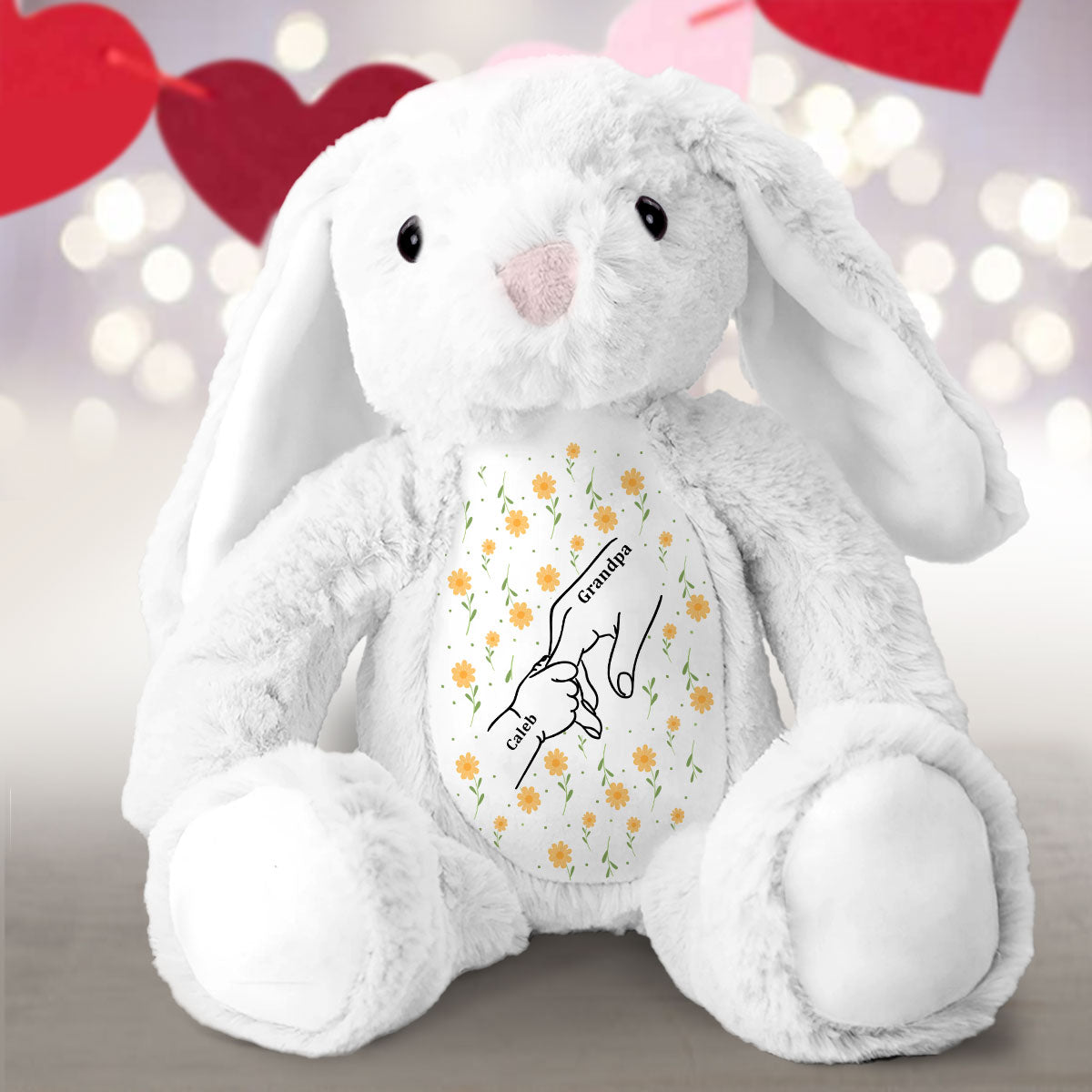 My Dearest Holding My Hand - Personalized Custom Easter Bunny Plush Gift For Family Members