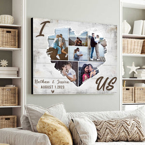 Personalized Couple Heart Shaped Photo Collage Poster,Wedding Anniversary Valentines Gift For Her Him