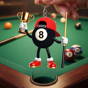 Personalized Billiard Champion Mascot Keychain | Custom Gift For Pool Players & Tournament Competitors