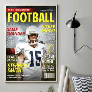 Custom Football Magazine Cover, Great Gift for Football Lovers, Gift For American Football Player, Personalized American Football Gifts