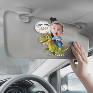 Custom Photo Acrylic Car Visor Clip - Personalized Father's Day Gifts For Dad, Grandpa - Drive Safe Super Dad