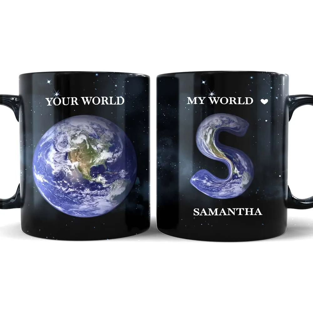 My World Mug, Personalized Valentine Gift For Lovers