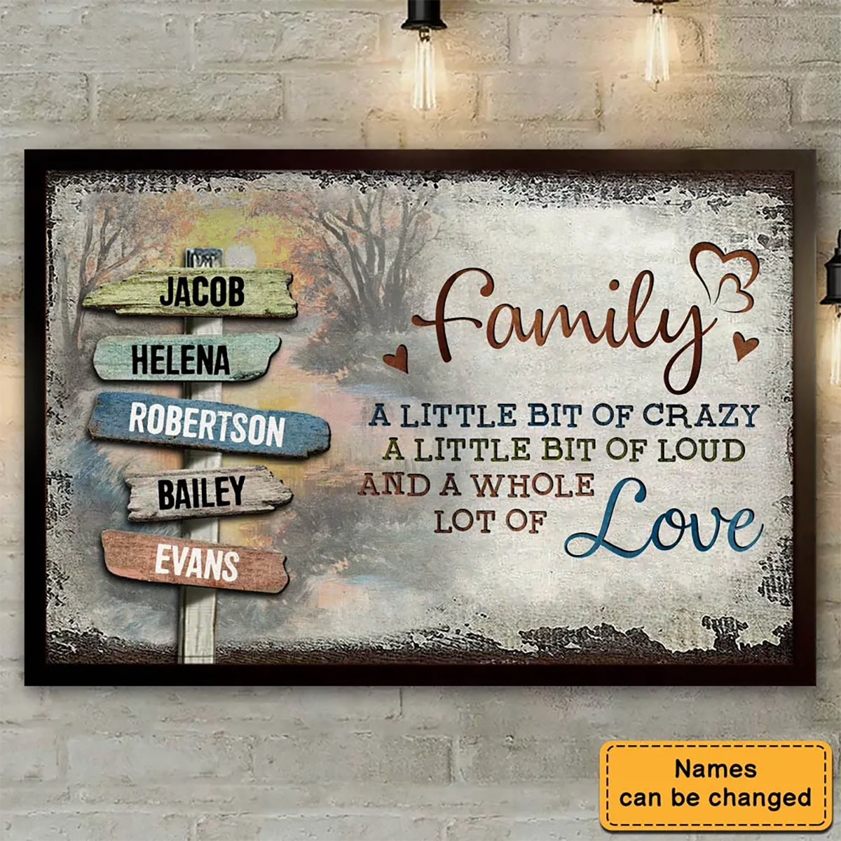 Personalized Family Crazy Loud Love Vintage Sunset Poster