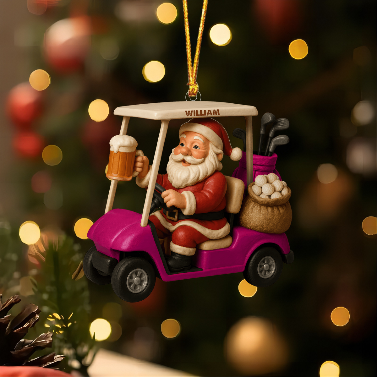 Love Beer And Golf Santa Christmas Ornament Personalized Ornament