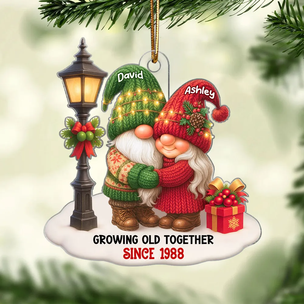 Christmas Couple Growing Old Together Personalized Acrylic Ornament