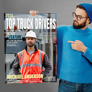 Personalized Top Truck Driver Magazine Canvas, Custom Truck Driver Recognition Gift, Professional Truck Driver Gift, Truck Driver Appreciation Gift