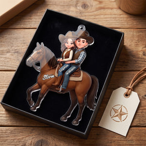 Personalized "Couple Riding A Horse" Acrylic Car Hanger – Unique Gift For Horse Lovers