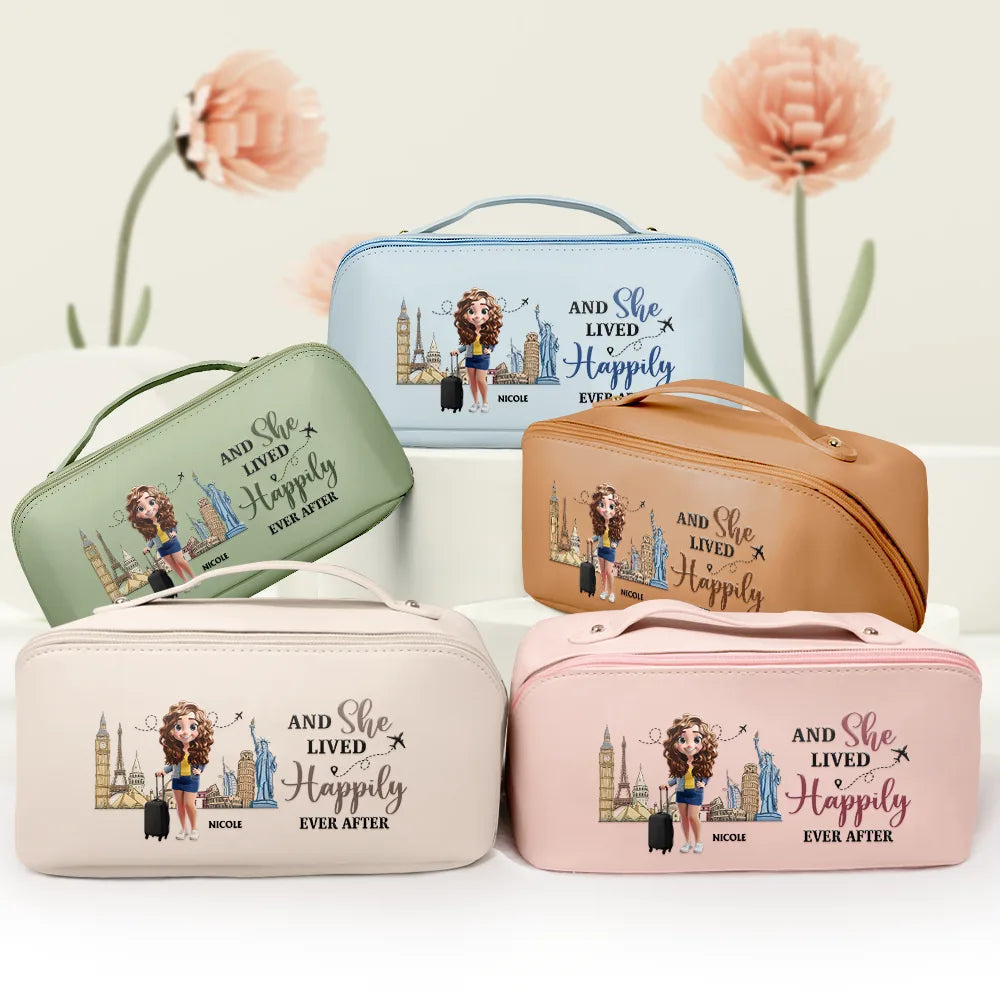 All My Travel Crap - Personalized Leather Makeup Bag Unique & Stylish