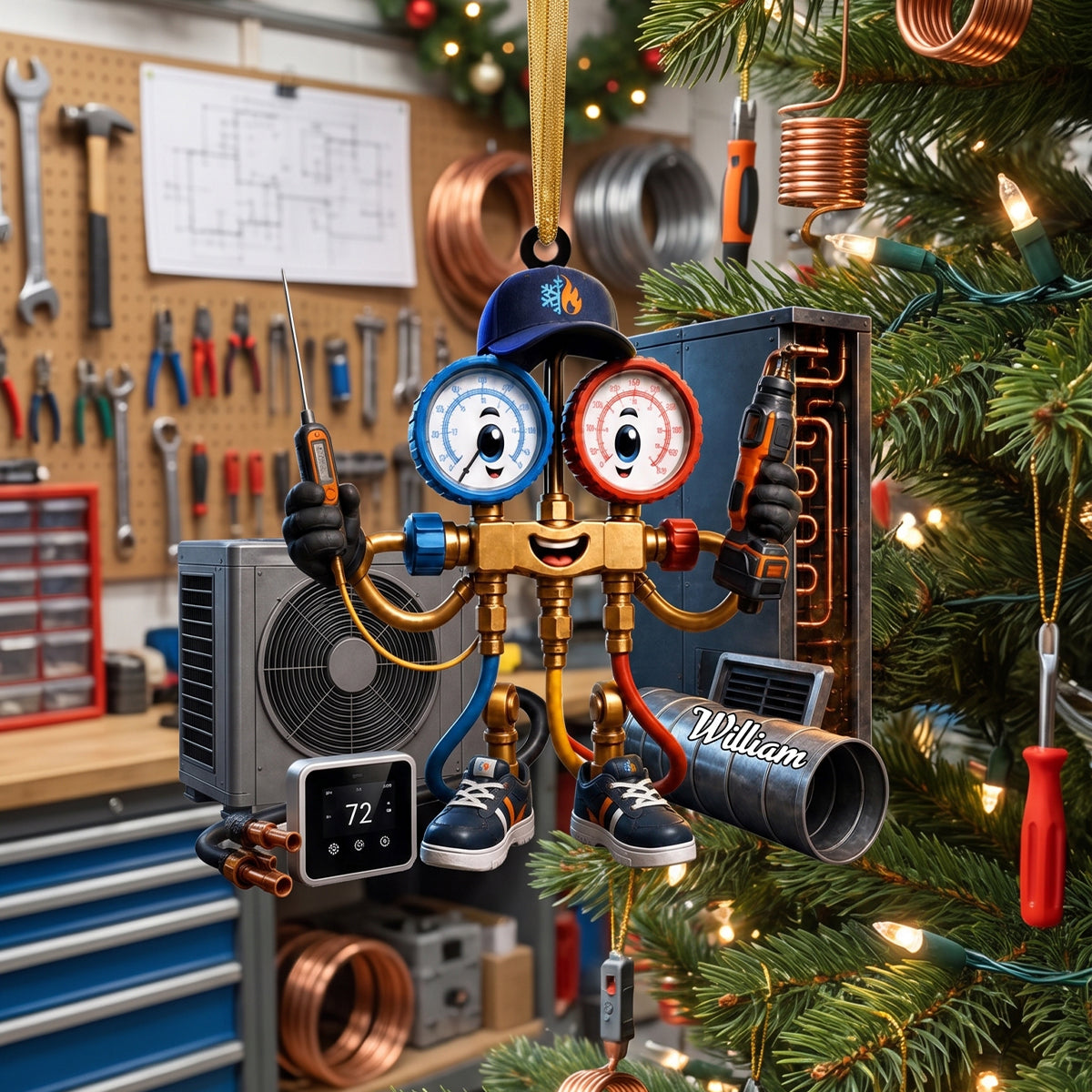 Custom HVAC Tech Hanging Ornament – Personalized Gift For Heating & Cooling Professionals