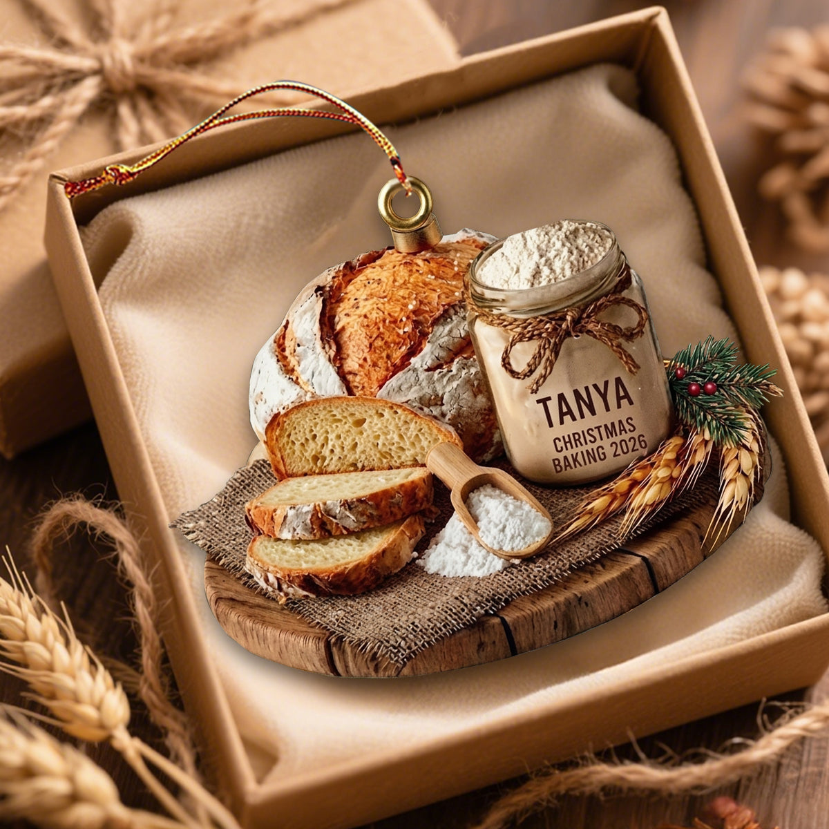 Personalized Name Baking Christmas Ornament Custom Acrylic Bread Flour Jar Holiday Tree Decoration