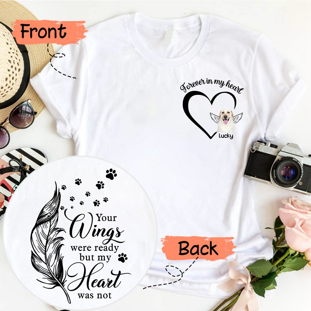 Your Wings Were Ready But My Heart Was Not - Memorial Personalized Custom Back And Front Pure Cotton T-shirt