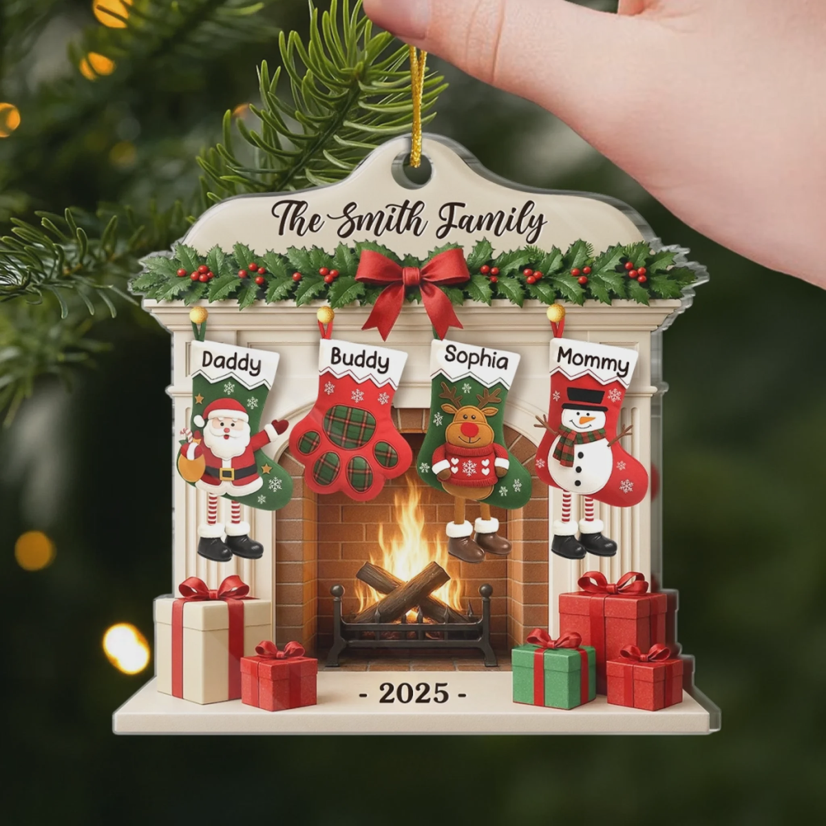 Christmas Glows Where Hearts Gather Personalized Acrylic Ornament Birthday Gifts
