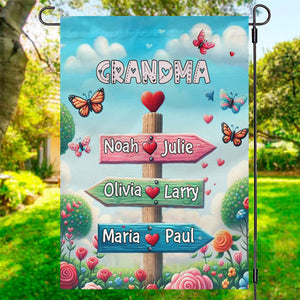 Grandma Butterfly Garden Signpost Personalized Flag