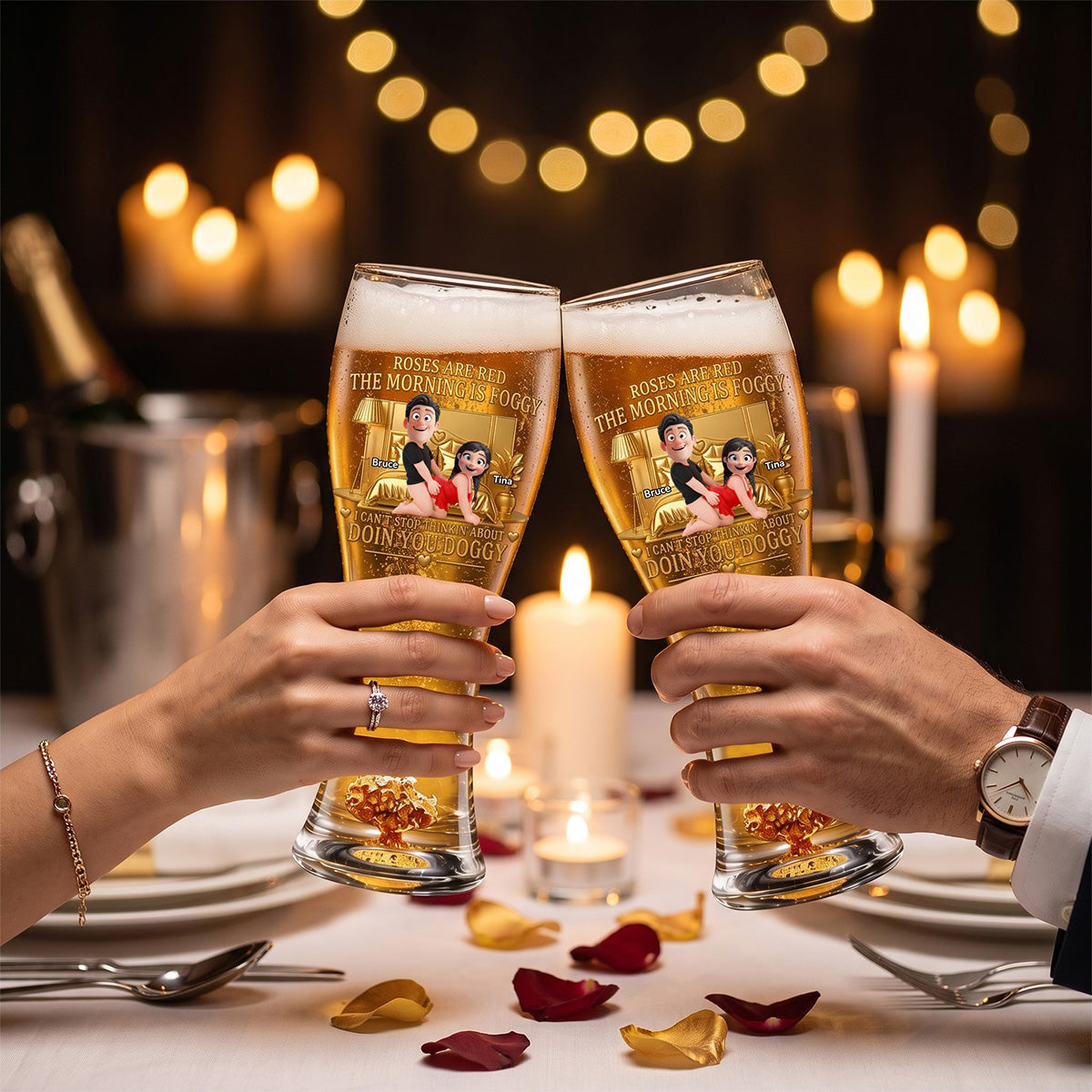 Personalized Naughty Couple Beer Glass-Perfect Gifts For Couple