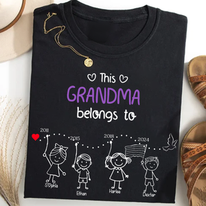 Personalized Grandma With Kids Names & Birth Years, Custom Family Timeline T-Shirt Gift